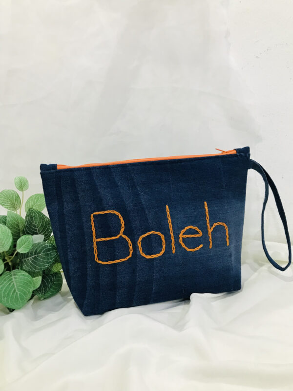 padded pouch with embroidery