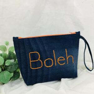 padded pouch with embroidery