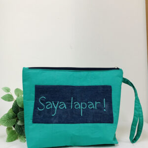 Padded pouch with embroidery